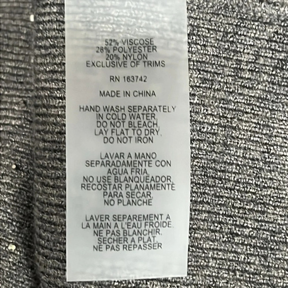 Vila Zip Front Mock Neck Studded Cardigan Sweater Heather Charcoal - NEW - Med. - Picture 7 of 7